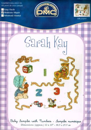 SARA KAY BORDUURPAKKET, BABY SAMPLER WITH NUMBERS  232 /61