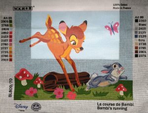 DISNEY VOORBEDRUKT BORDUURSTRAMIEN, BAMBI's  RUNNING