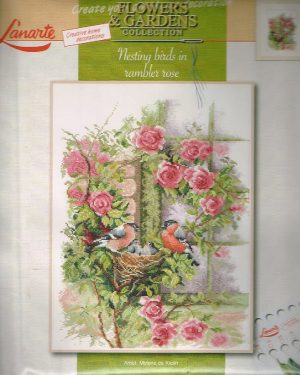 LANARTE BORDUURPAKKET, NESTING BIRDS I RAMBLER ROSE  34808